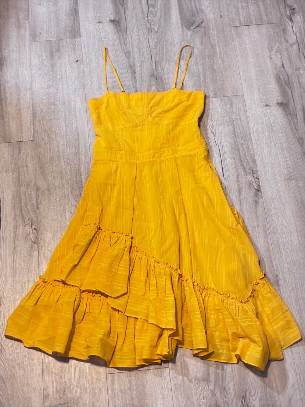 Derek Lam 10 Crosby Marigold Yellow Cotton Ruffle Midi Dress Size 2 - Picture 9 of 9